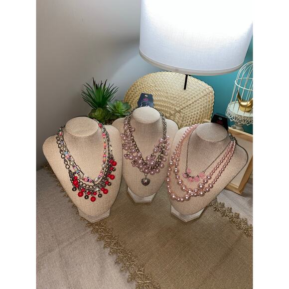 NWT 6 Pink Silver Paparazzi Necklaces with Matching Earrings Jewelry Sets Lot - Picture 1 of 8